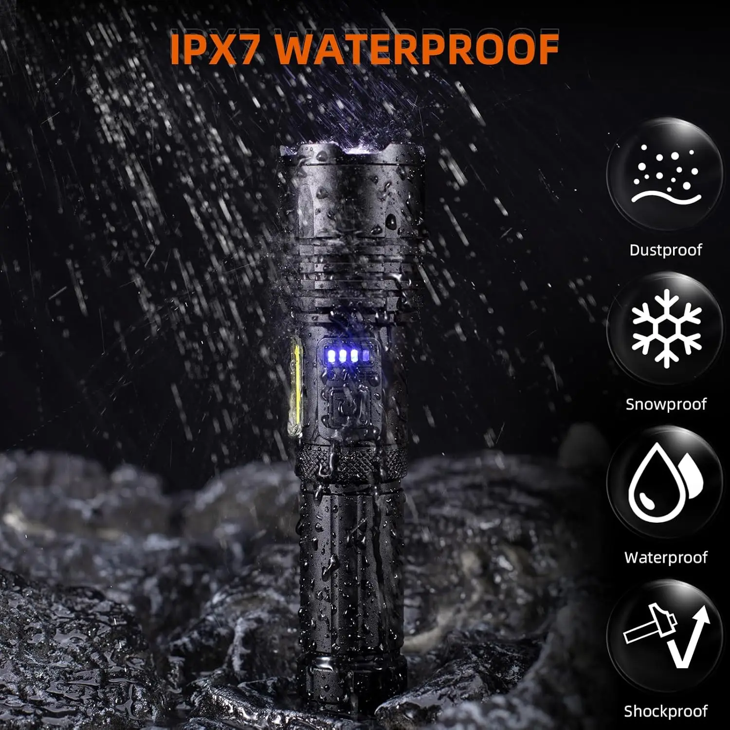 Powerful Rechargeable Led Flashlights Ultra Bright Tactical Zoom Torch With Built-in Battery For Emergency Outdoor Camping Lamp
