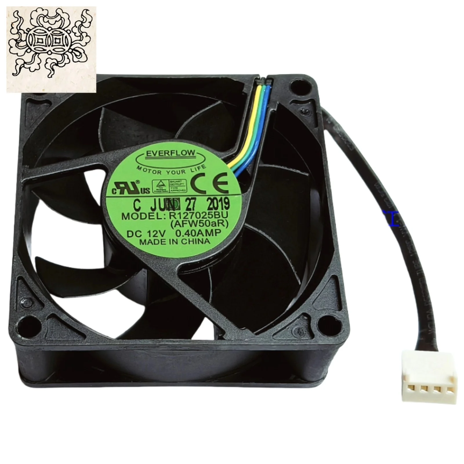

Jinlingge for EVERFLOW R127025BU 7025 7CM DC 12V Dual Ball Bearing PWM Cooling Fan, 5500RPM High Speed