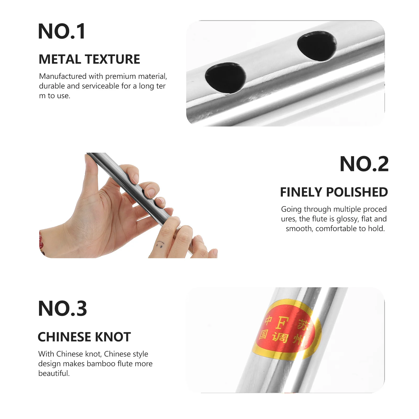 

1Pcs Introductory Chinese Flute Stainless Steel Portable Lightweight Beginners Instrument Sturdy Practical Anti-Crack Mold