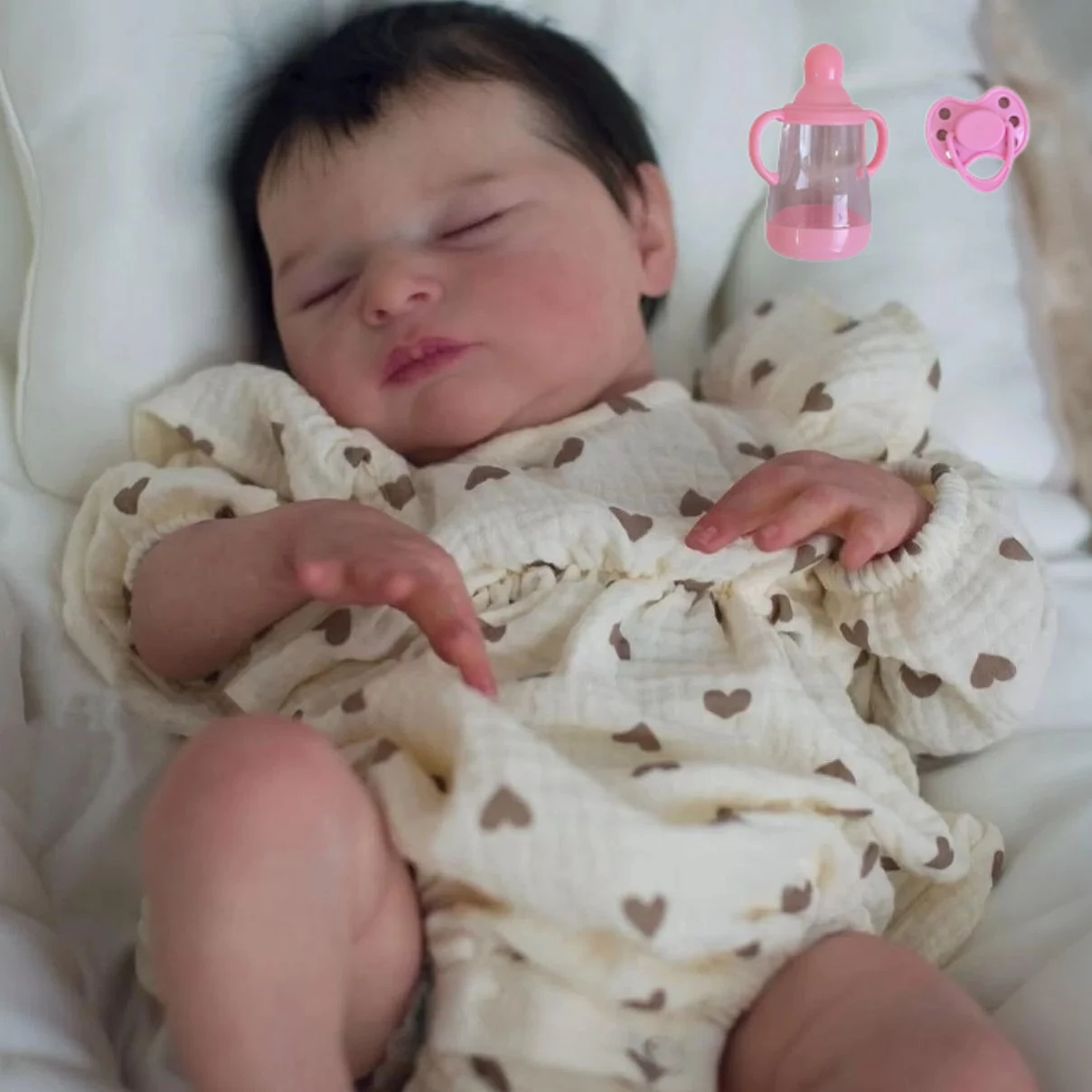 

BZDOLL 50CM Sleeping Reborn Doll, 3D Painted Veins Skin, Cloth Body Vinyl Limbs, Handmade Lifelike Collectible Gift