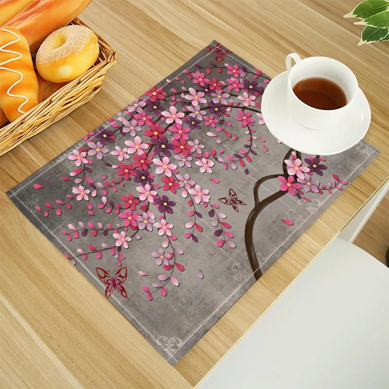 Motivi 3D cvijetno Placemat Linen Fabric Table Mats Family Dinner Tableware Kitchen Table Mat 30X40cm