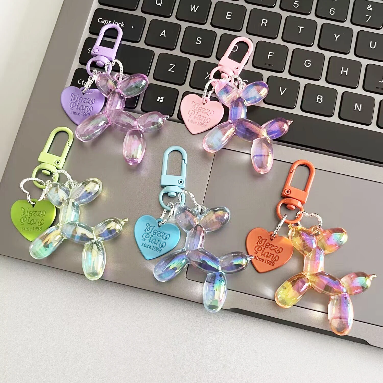 Kawaii Jelly Balloon Dog Key Chains Colorful Transparent Cartoon Dog Keychain Beautiful Bag Accessories Fashion Key Ring Pendant