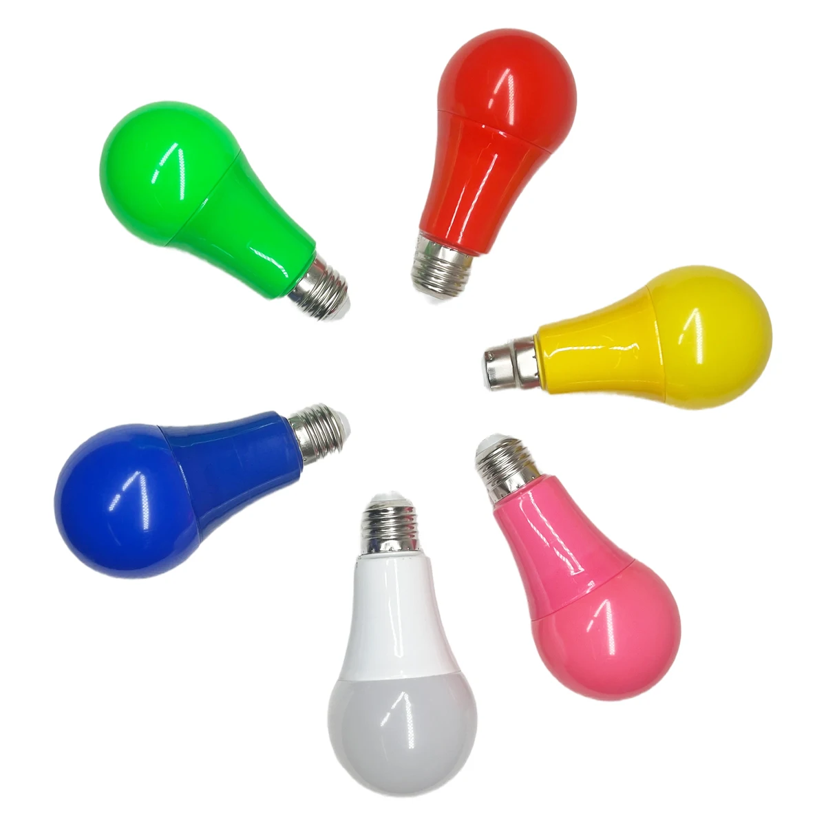 

Colored LED Light Bulbs A65 5W Atmosphere E27 B22 Bulb 7 Colors Warm White 110V 130V 220V Plastic Lamp Decorative Living Room