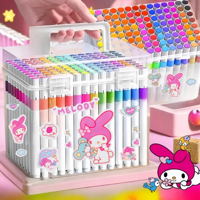 Sanrio Cinnamoroll Cartoon Acrylic Marker Paintbrush For Kindergarten Students Paper-Tight Stackable Children'S Color Pen Set