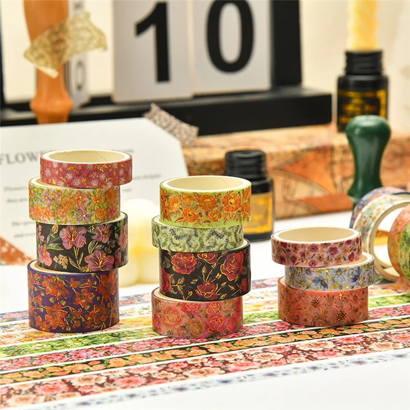 

20 Rolls Washi Tapes Flowers Journaling Materials Masking Tape School Supplies Stationery Scrapbooking Decorative Tape