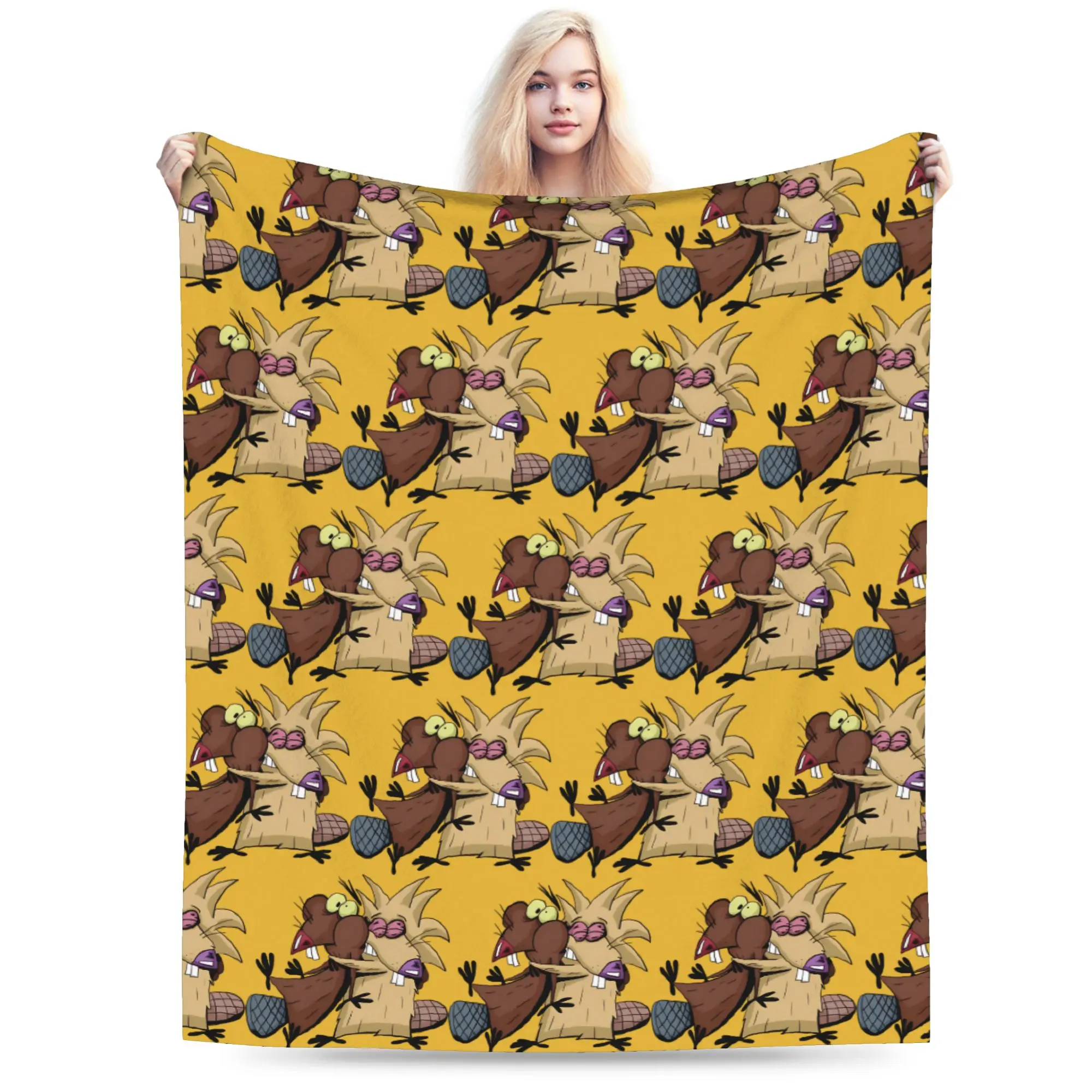 Relax Angry Beavers Daggett & Norbert Feverish  Blanket Merch Home Decorative  Blanket Throw Lightweight Thin Fleece for Car