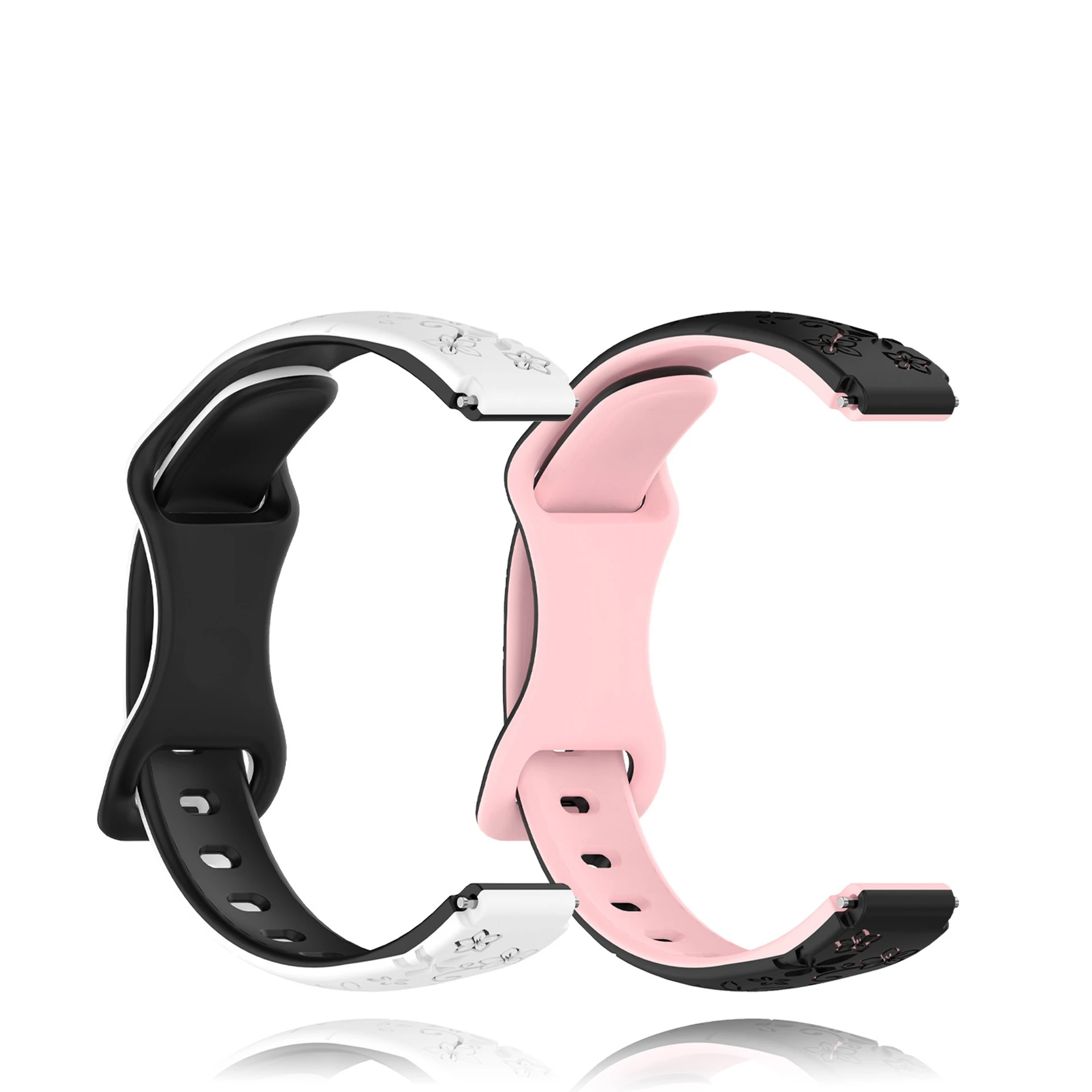 12mm スリムツートンエンボスシリコンストラップ スマートウォッチ用 12mm サイズ スリムツートンレーザー彫刻シリコンストラップ