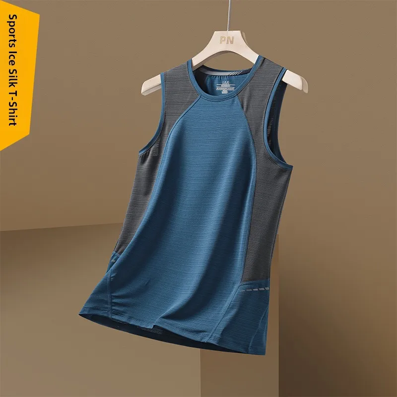 

Ice Silk Sports Vest Men's Outdoor Wear Quick Dry Breathable Fitness Running Sweat Vest Moisture Wicking Sleeveless T-Shirt