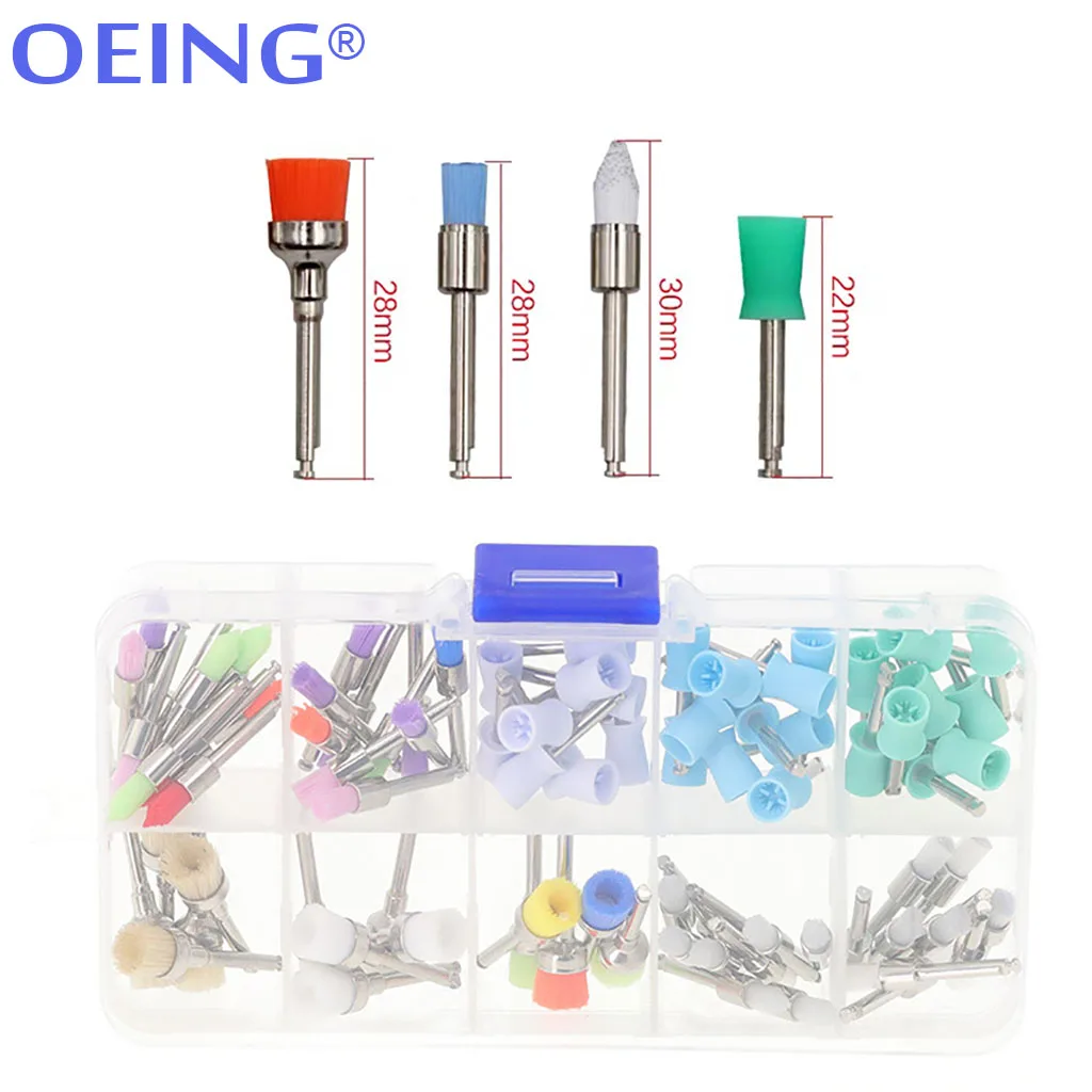 100Pcs/Set Disposable Dental Polishing Brush  Polisher Brushes Kits  Rubber Cup Nylon Bristle Teeth Whitening Dentist Lab Tools