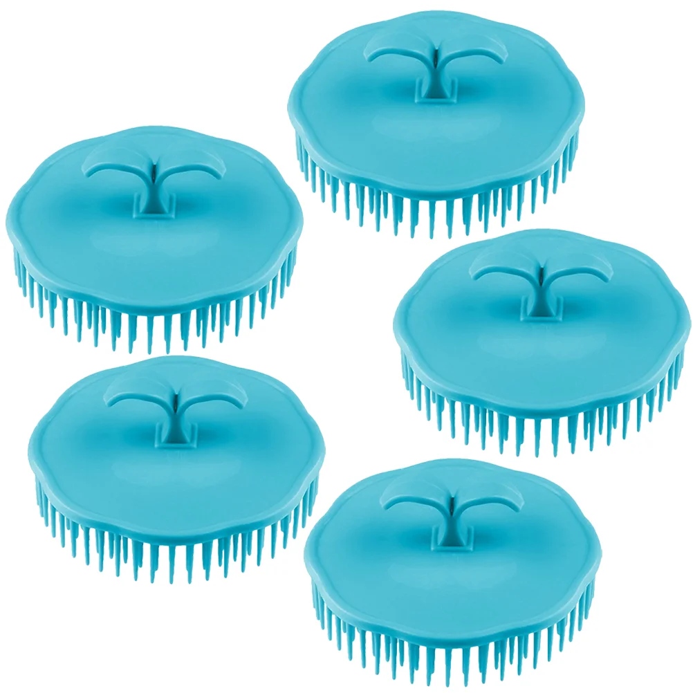 Cepillo de plástico para champú, 5 piezas, depuradores de peluquería, cepillo redondo para limpieza del cabello, cepillo portátil para masaje del cuero cabelludo, antiprurítico