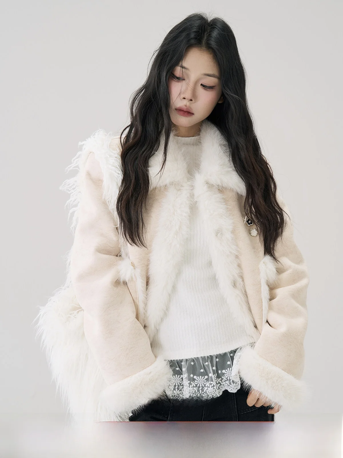 

Утепленное зимнее пальто женское в корейском стиле, с мехом, теплая универсальная куртка из кожи и меха, для повседневной носки, с длинными рукавами