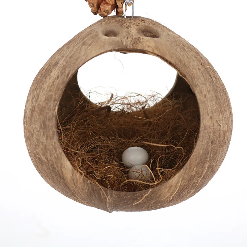 Coconut shell bird\'s nest swing bird\'s nest parrot\'s nest parrot bird toy swing hammock suspension ring suspension bridge