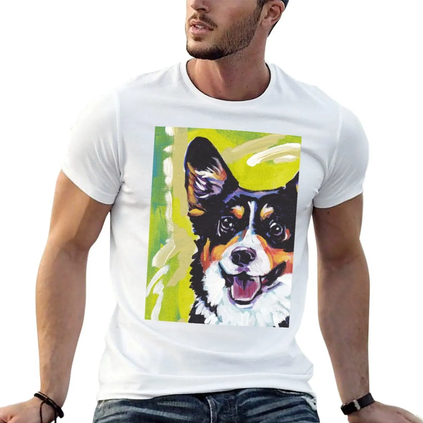 

Pembroke Welsh Corgi Dog Bright colorful pop dog art T-Shirt t shirt man casual anime tshirt T-Shirt