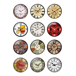 12pcs/lot Round Retro Clock Pocket Watch Pattern Glass Cabochon 10 To 25mm Size for DIY Jewelry Making Findings&Components T133
