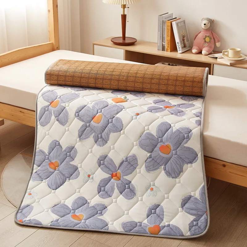 Double Sided All Seasons Mattress with Tatami Summer Rattan Mats Soft Cushion for Sleeping on Floor Bedroom Dormitory Single Bed