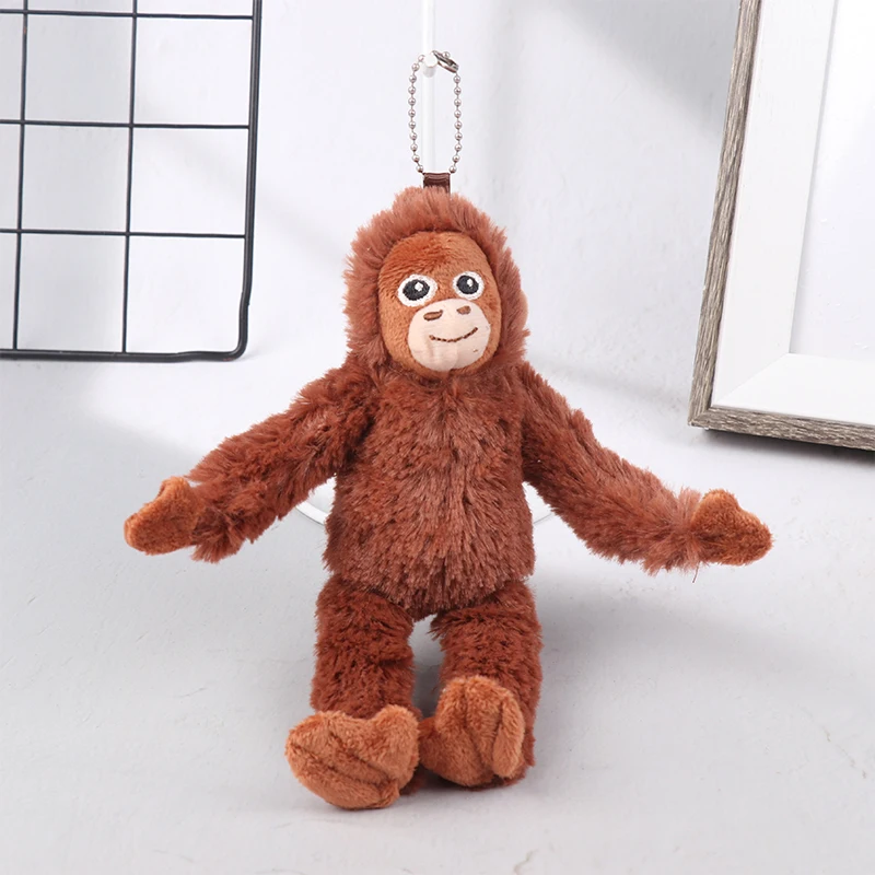1 قطعة قلادة قرد صغير لطيف أفخم دمية الحيوان Orangutan Plushies دمية حقيبة قلادة لينة محشوة ظهره المفاتيح أفخم الدمى