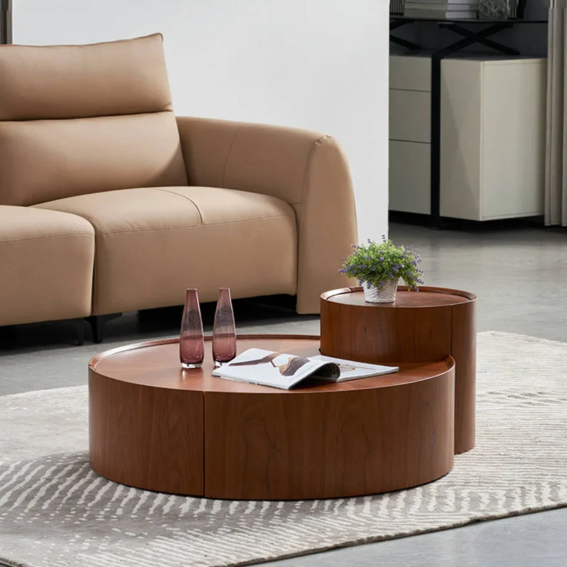 

new solid wood coffee table household French retro medieval tea table modern simple small apartment living room round
