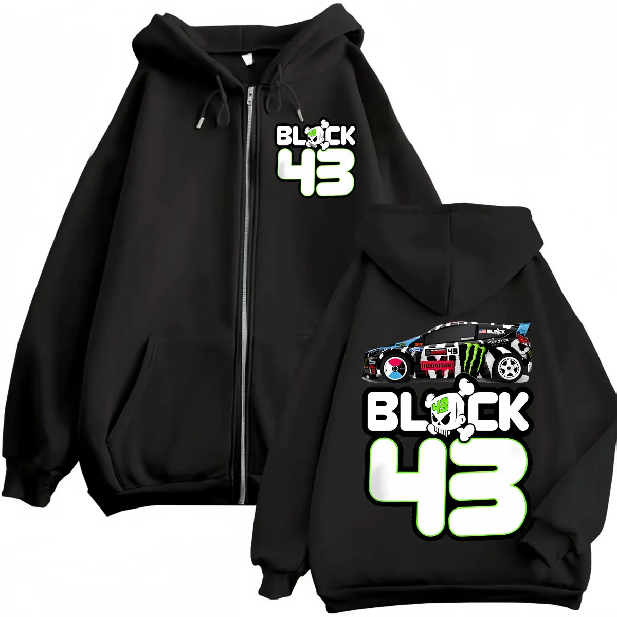 

Racing Driver Ken Block 43 Graphic Zipper Hoodie Men Women Clothing Fashion Y2k Zip Up Sweatshirts High Quality Fleece Pullovers