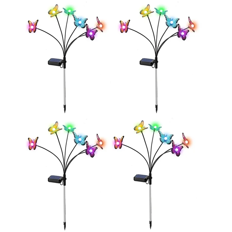 

A06T-4PCS Solar Garden Lights Solar Swaying Light, 6LED By Wind, Outdoor Lights for Yard Patio Decoration Colo