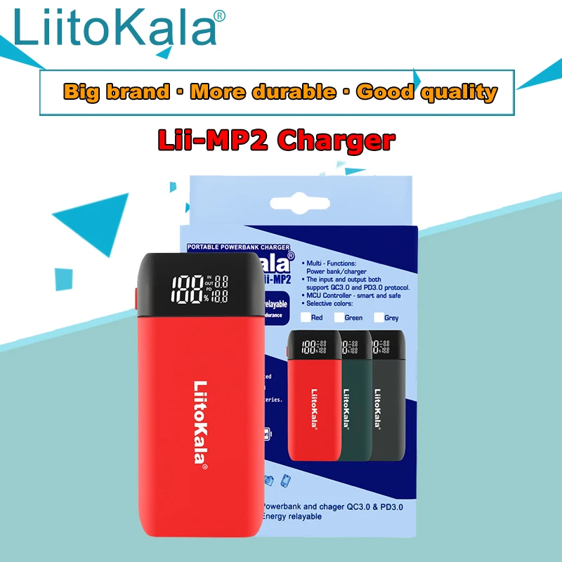 LiitoKala Lii-MP2 21700 18650 Power Bank QC3.0 Fast Charging Type-C INPUT USB Charger 20700 Mobile Power LCD Battery Charger