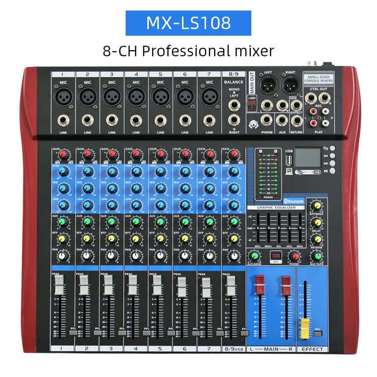 6 8 channel digital mixing dj controller/audio console mixer sound speaker professional mixer audio digital powered audio mixer