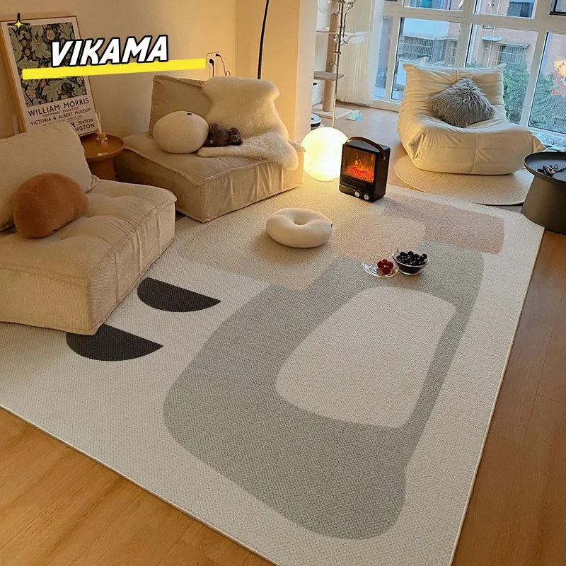 VIKAMA Modern Simple Living Room Fully Covered Carpet Sofa Tea Table Wear  Anti slip Easy to Care for Crystal Velvet Floor Mat