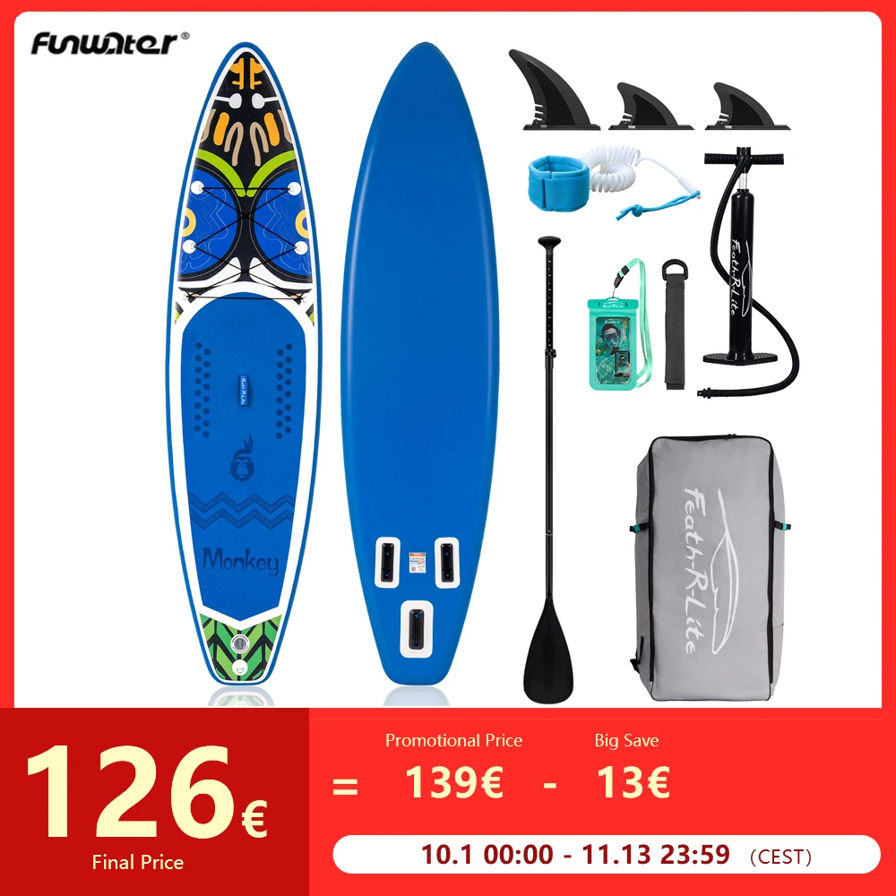 FunWater Stand Up Paddle Board Inflatable Stand Up Paddling Board Surfboard Surf Sup Board 335*83*15CM Laod 150kg with Accessory