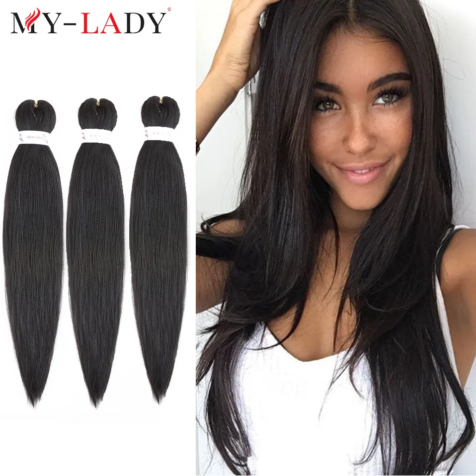 My-Lady Synthetic Bundles Straight 20inch 26inches Extensions Black Soft For African Woman Afro Braid Fake Artificial Hair