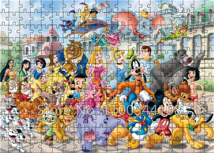 Disney Cartoon Character Puzzle Mermaid Mickey Mouse Winnie The Pooh Jigsaw Puzzles Hobby Children's Educational Handmade Toys