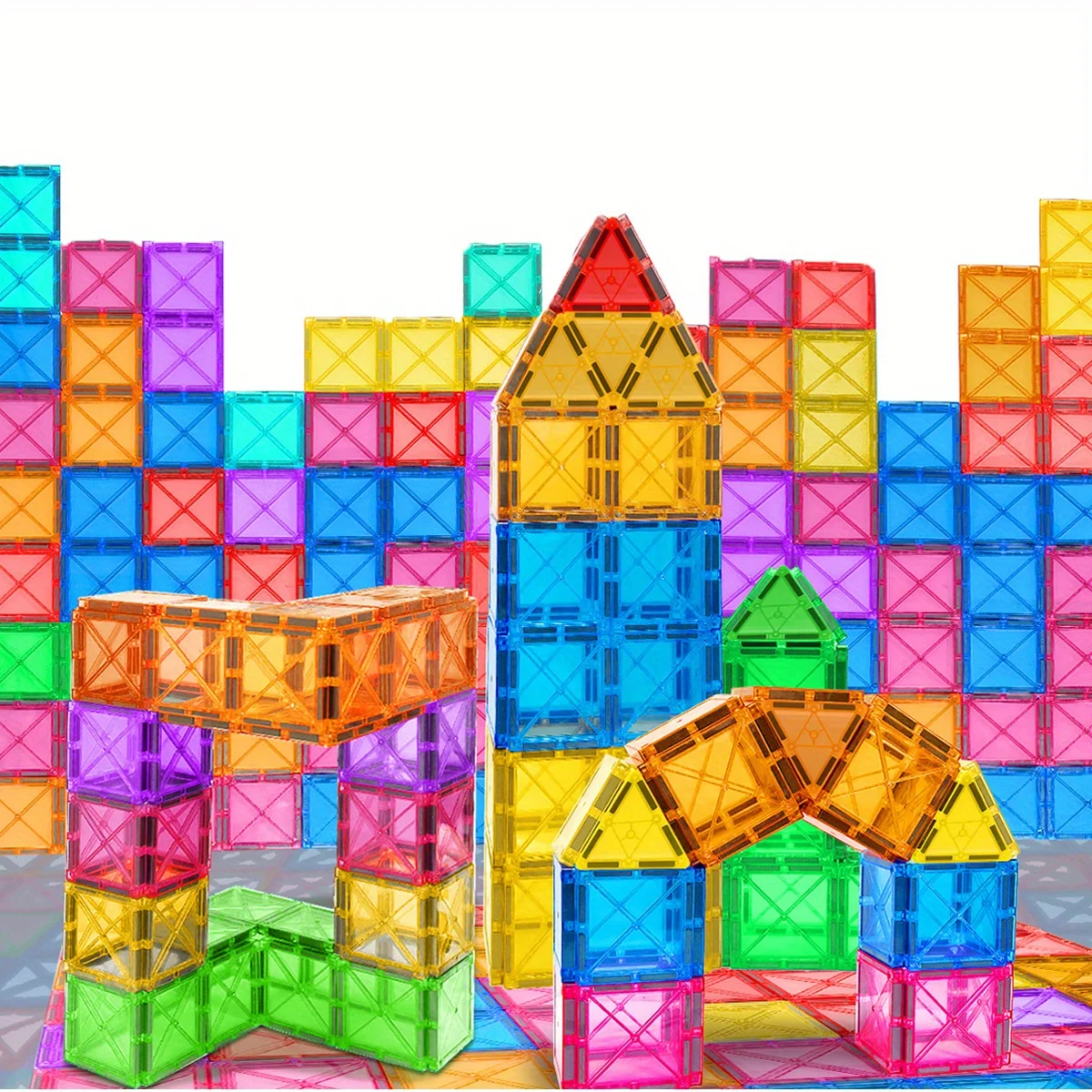 30/50/100 Magnetic Tiles Enhance Hands-On Ability and Creativity, Educational Puzzle Collage for Youth, Random Color Birthday Gift