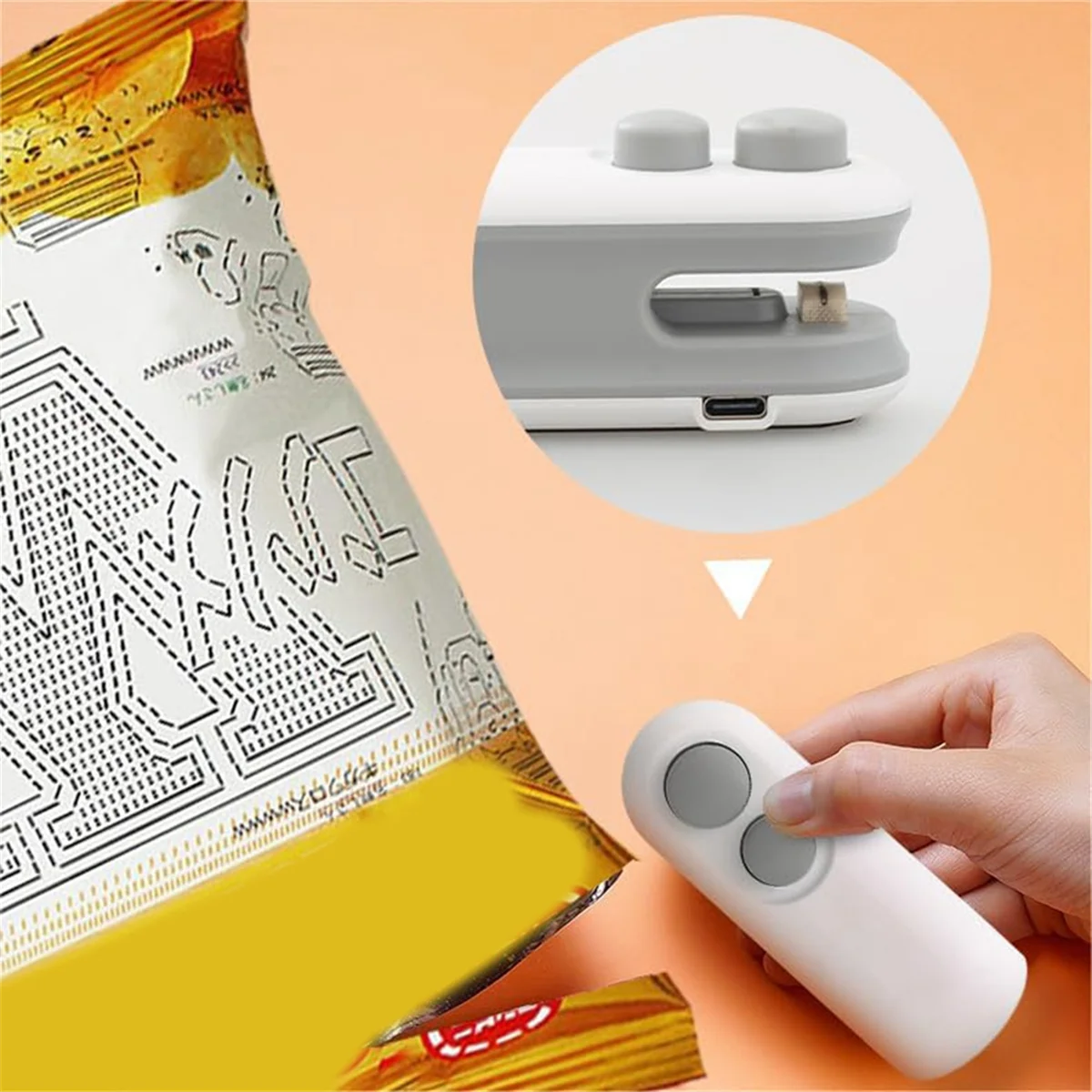 Rechargeable Mini Bag Sealer, 2-In-1 Heat Sealer with Cutter for Chip Bags, Portable Resealer Machine for Plastic BagsN02R