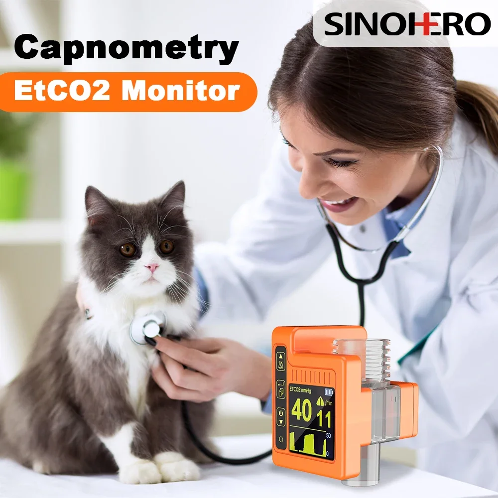 SINOHERO Veterinary Portable EtCO2 Capnograph Device Veterinary Expiratory Carbon Dioxide Monitor Sensor For vet