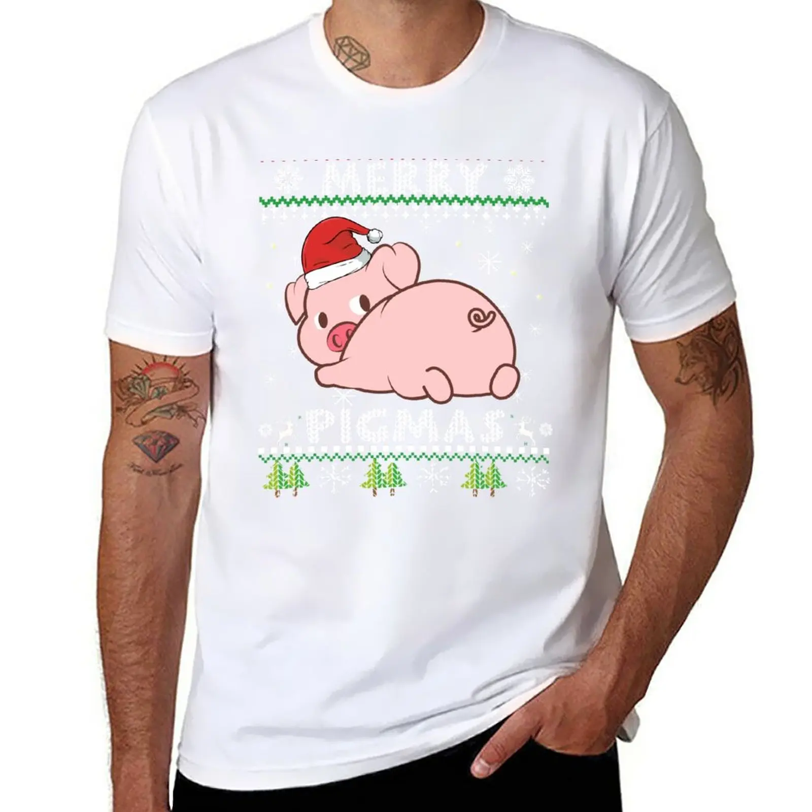 New Christmas Pig - Merry Pigmas Ugly Sweater T-Shirt Oversized t-shirt T-shirt men