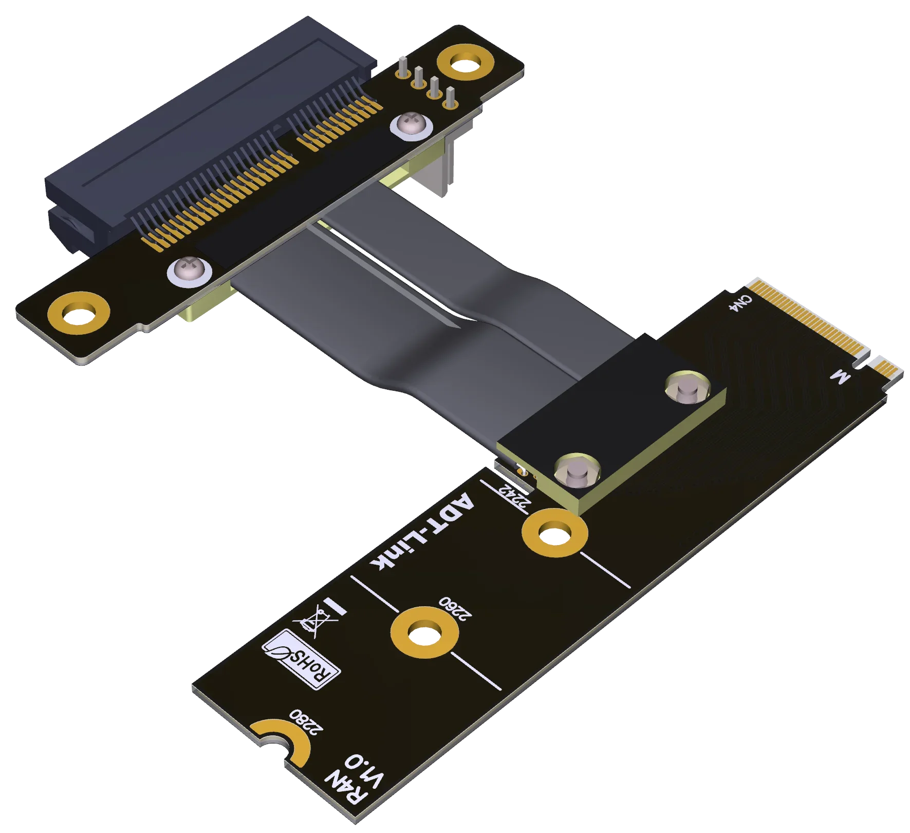 M2 NGFF NVMe Extension Cable to PCIE x4 Board Card Built-in Corner Turning Adapter M.2 4x ADT