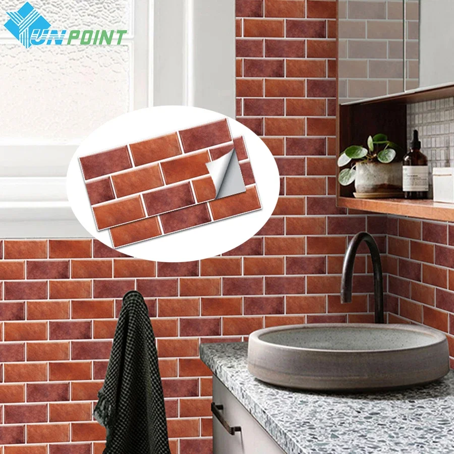 

European Retro Tile Stickers PVC Self Adhesive Wall Decals Waterproof Oil Proof Bathroom Kitchen Wall Decor Vintage Wallpaper