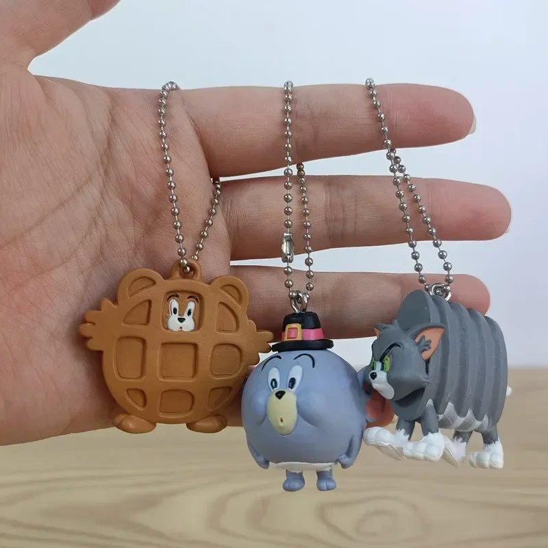 5pcs/lot Tom and Jerry Figurines Keychain Pendants Bags Decorations PVC Statues Collection Models Kids Gift Toy