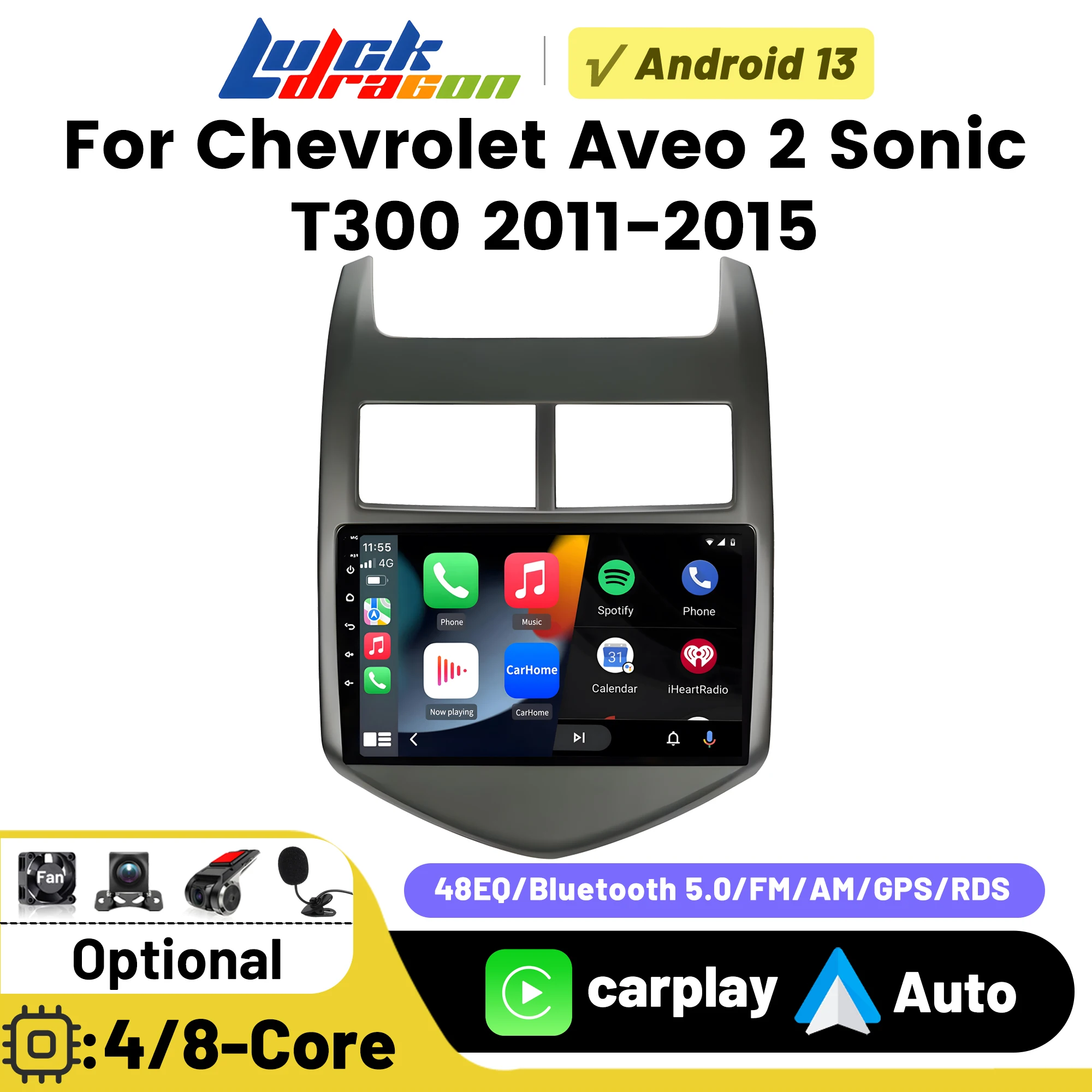 Autoradio 2Din Android Multimedia Automotive Carplay Android Auto Car Radio For Chevrolet Aveo 2 Sonic T300 Stereo DSP Subwoofer