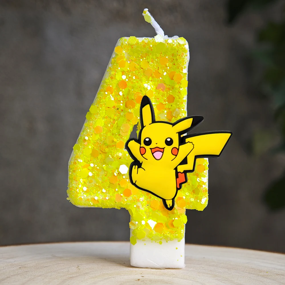 Pokemon Pikachu Kerze Cartoon 0-9 Nummer Geburtstagskerze Kind Babyparty Geburtstag Plug-in Kuchen Party Charakter Geschenkzubehör