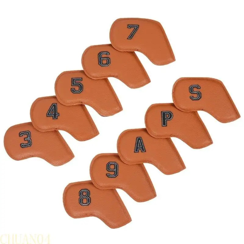 

A1A2 10Pcs Wedges Iron Club Protective Headcover Putter Protector PU Leather Golfs Iron Club Head Cover Golfs Supplies