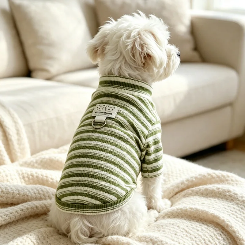 Fleece-Hundeweste für Herbst und Winter, weiche gestreifte Hundekleidung, Katzenkleidung, Chihuahua- und Bichon-Kostüm, dünne Hundehoodies – Detail 9
