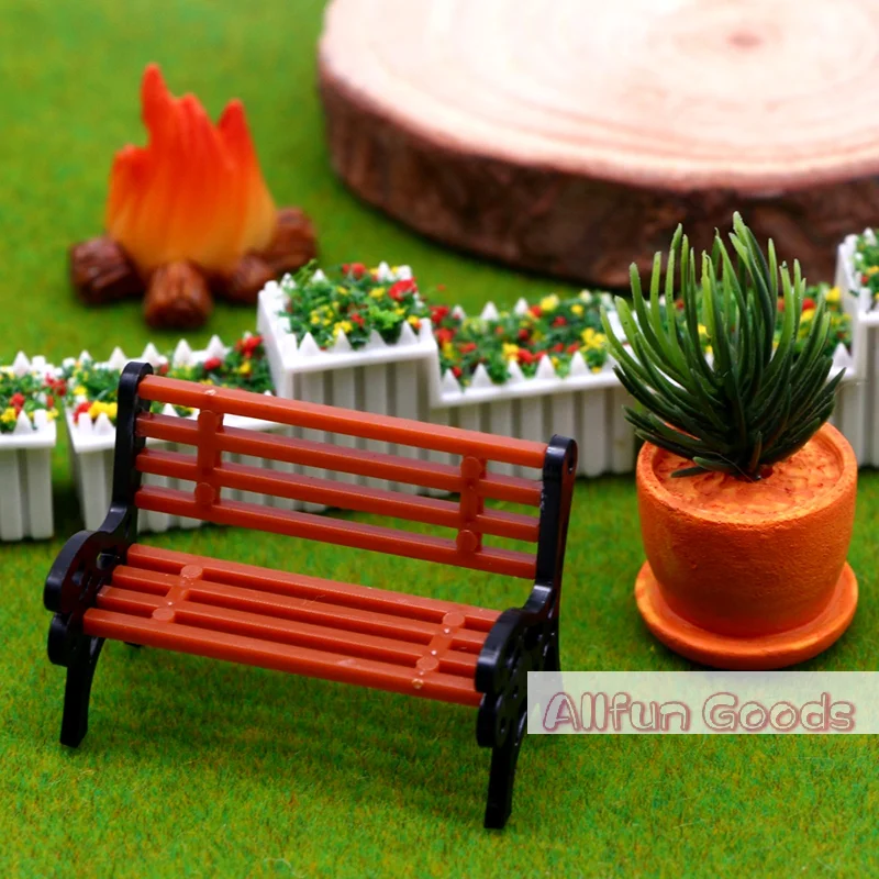 [TG835]1:12 Dollhouse Miniature Park Bench Recliner  Chair Mini Double Chair Model Garden Decor Toy Doll House Accessories