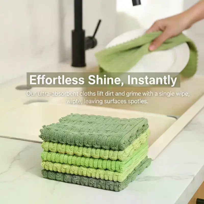 10pcs Microfiber Dish Cloths Multi Purpose Dishwashing Towels For Tableware Double Sided Cleaning Rags Tool Kitchen Accessories