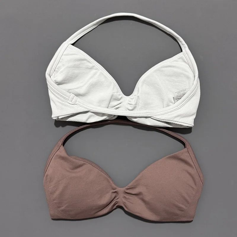 Sports Strappy Bra Gym Top Women High Support Thin Strap Seamless Halter Sports Bras Scrunch Workout Yoga Underwear With Pads image 4