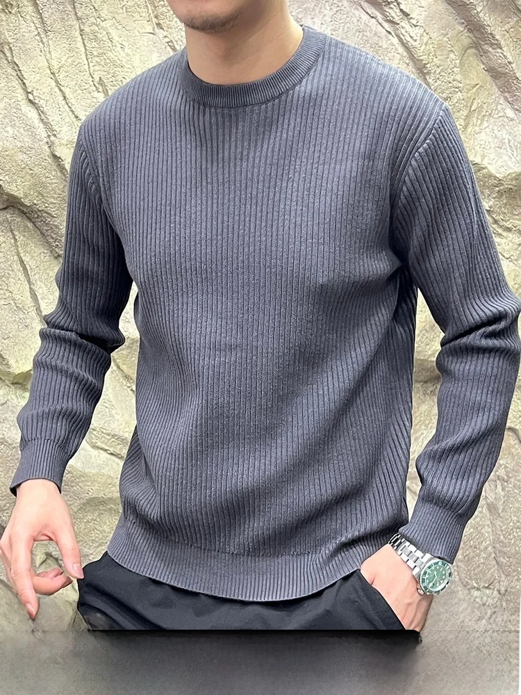

Модный городской мужской вязаный свитер, осень-зима, Новое поступление, винтажные полоски, эластичные, мягкие, удобные, длинные...