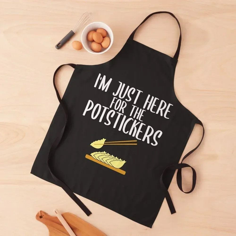 

I'm Just Here For The Potstickers Foodie Gift Apron Barber chef costume kitchen clothes for men For Kitchen Women Apron