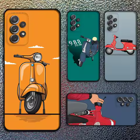 V-VespaS Scooter Phone Case For Samsung S25,S24,S21,S22,S23,S30,Ultra,S20,Plus,Fe,Lite,Note,10,9,5G Black Cover