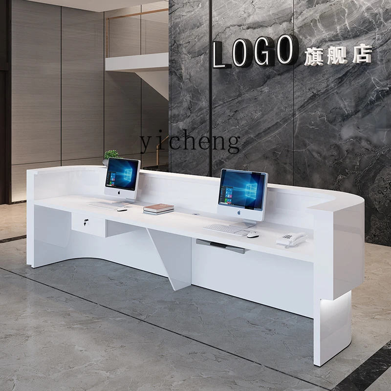 FZ White Paint Front Desk Company Curved Bar Beauty Salon Checkout Page Early Education Kindergarten Front Desk