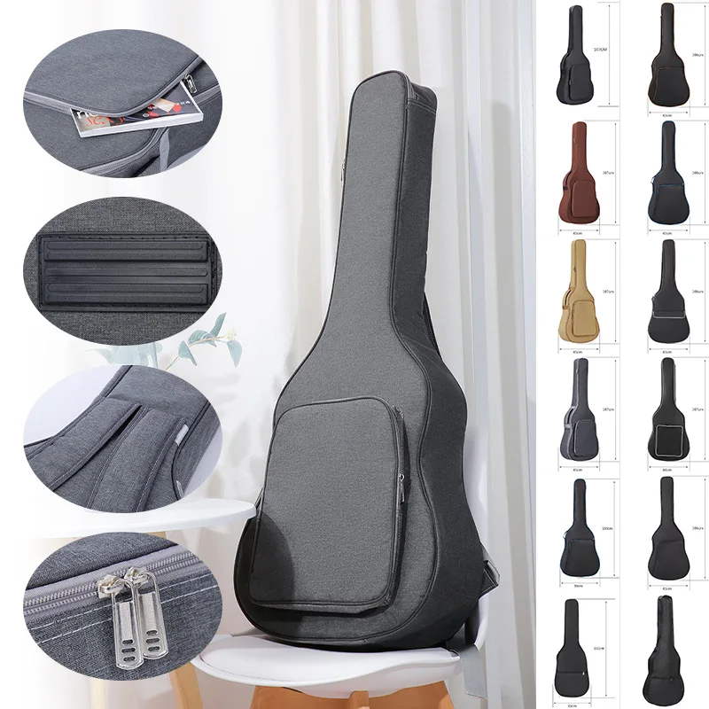 Oxford Fabric Waterproof Guitar Case Double Shoulders Padded Backpack 21-41in Guitar Bass Musical Instrument Storage Carry Bag