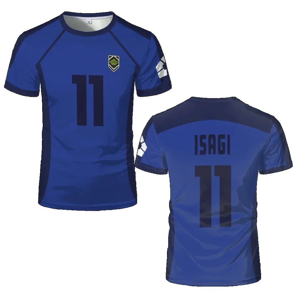 

Blue Lock Anime 3D Printed T-shirt 2024 Summer Men's Cartoon Football Fan T-shirt Adult Football Isagi Cosplay Uniform