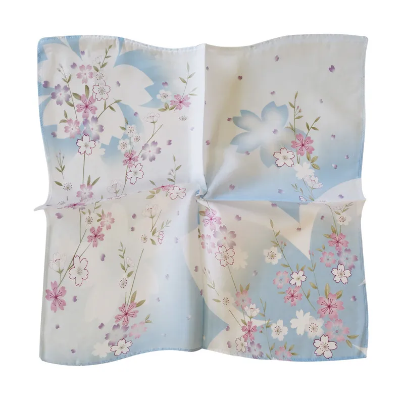 3Pcs 45x45cm Square Cotton Fashion Cherry Blossom Flower Lady Handkerchief Women Face Towel Party Gift